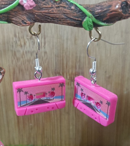 Cassette tape earrings hey - earrings, dj