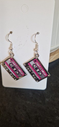 Retro cassette tape earrings - retro,