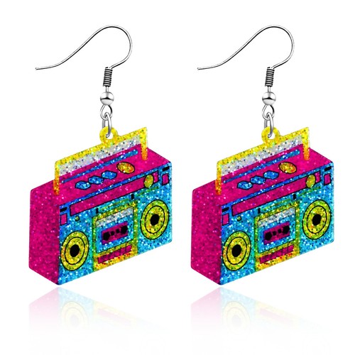 80s neon earrings - 80s,