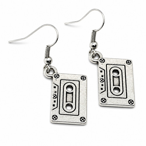 Cassette earrings disco - cassette, 80s